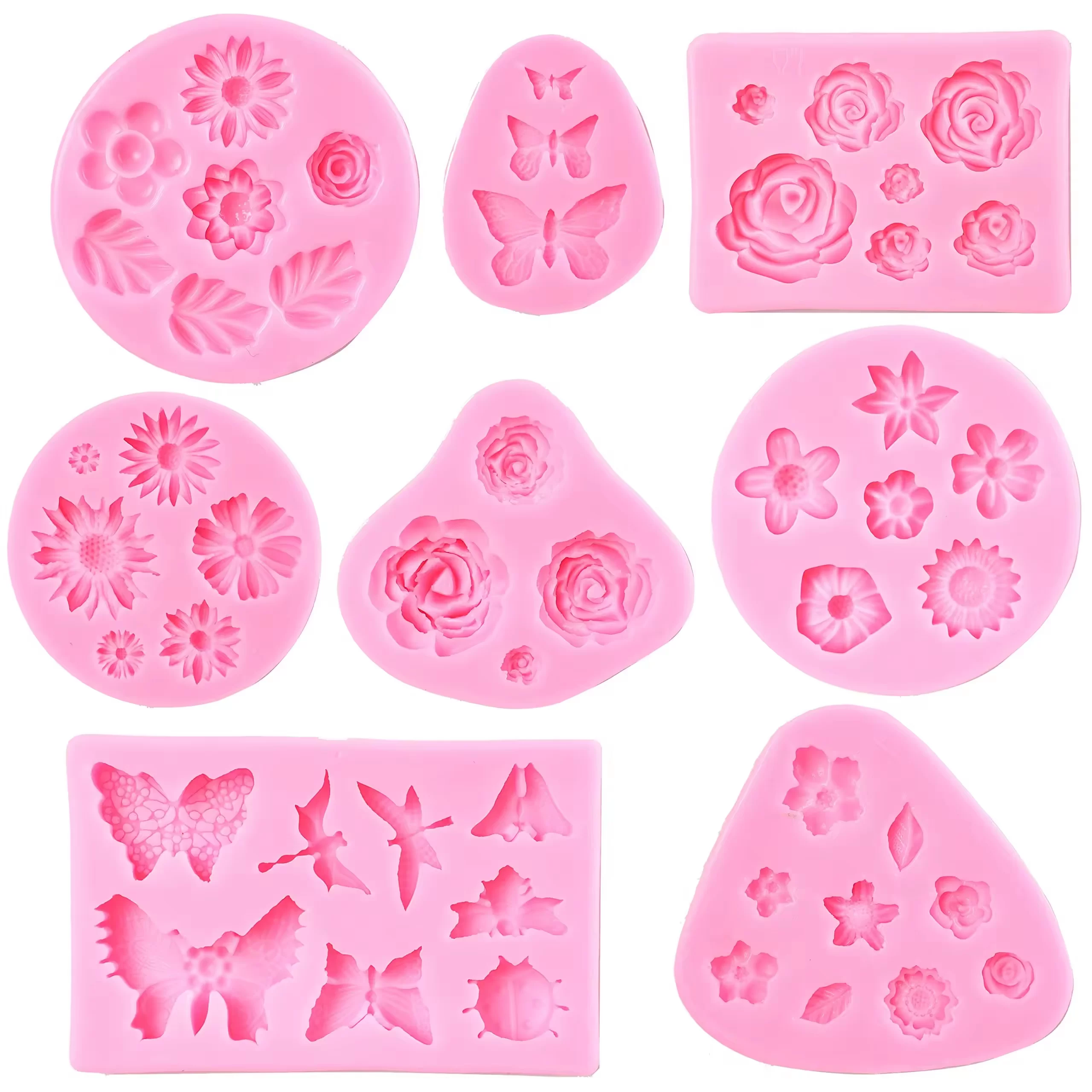 Flower Fondant Molds Flower and Butterfly Candy Silicone Molds