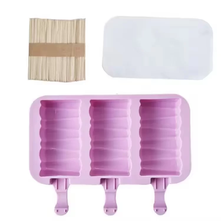Novelty 3D Popsicle Ice Pop Stick Easy-release Freezer Silicone Ice Cream Molds